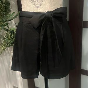 Express Black High-Waist Paperbag Tie Shorts